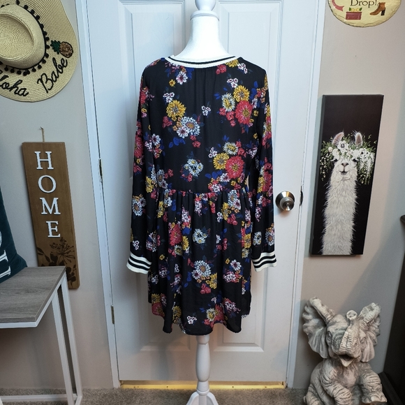 Y2K JUNIORS TAYLOR & SAGE FLORAL LONG SLEEVE DRESS MULTI-COLOR LINED XL - Picture 5 of 9